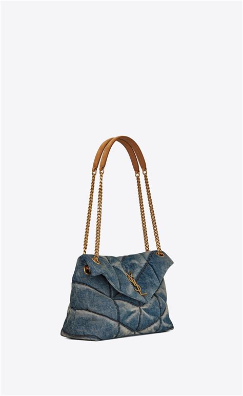 suede ysl chain bag|YSL denim puffer bag.